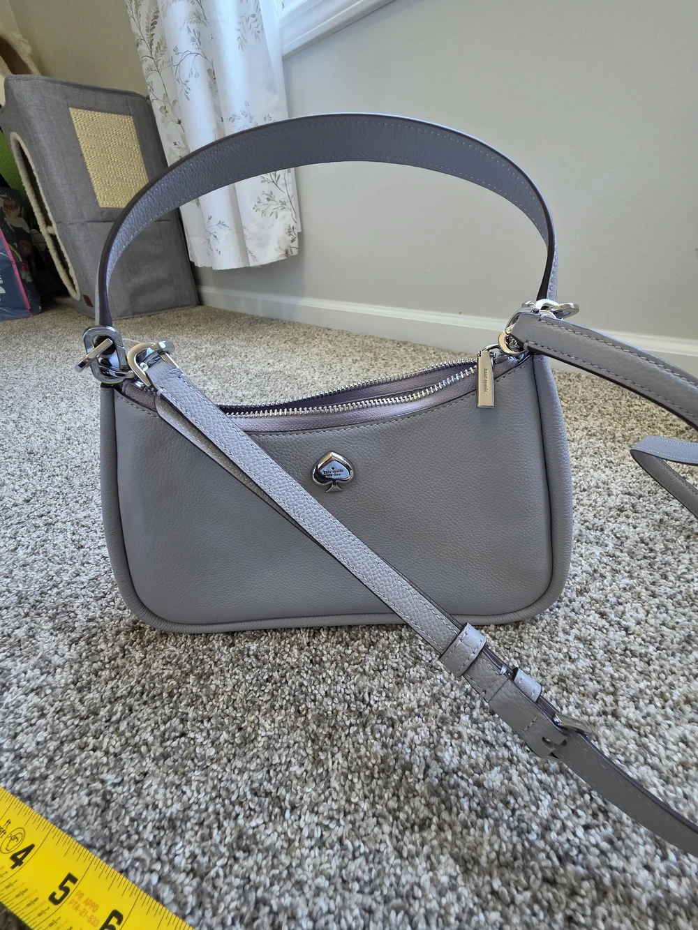 Kate Spade Pebbled Leather Crossbody Bag in Light Gray